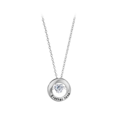925 Sterling Silver Fashion Simple Mobius Heart Pendant with Cubic Zirconia and Necklace
