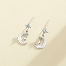 Load image into Gallery viewer, 925 Sterling Silver Fashion Simple Star and Moon Stud Earrings with Cubic Zirconia