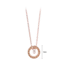 Load image into Gallery viewer, 925 Sterling Silver Plated Rose Gold Fashion Personality Geometric Alphabet Double Ring Couple Pendant with Necklace For Women