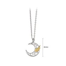 Load image into Gallery viewer, 925 Sterling Silver Golden Angel Wings Moon Couple Pendant with Necklace For Men
