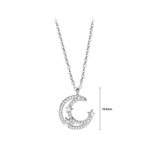 Load image into Gallery viewer, 925 Sterling Silver Fashion Simple Hollow Moon Star Pendant with Cubic Zirconia and Necklace