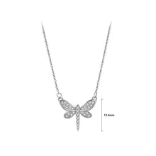 Load image into Gallery viewer, 925 Sterling Silver Simple Cute Dragonfly Pendant with Cubic Zirconia and Necklace