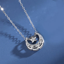 Load image into Gallery viewer, 925 Sterling Silver Fashion Simple Moon Star Pendant with Cubic Zirconia and Necklace
