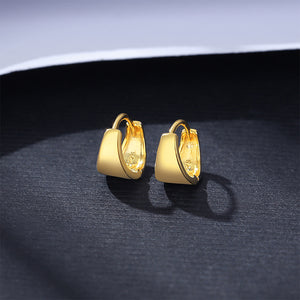 925 Sterling Silver Plated Gold Simple Personality Geometric Earrings