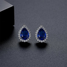 Load image into Gallery viewer, Fashion Brilliant Water Drop Shape Geometric Stud Earrings with Blue Cubic Zirconia