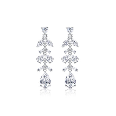 Fashion Temperament Geometric Floral Tassel Earrings with Cubic Zirconia