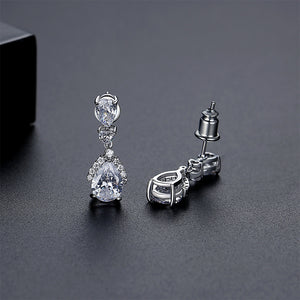 Fashion Elegant Geometric Water Drop Tassel Earrings with Cubic Zirconia