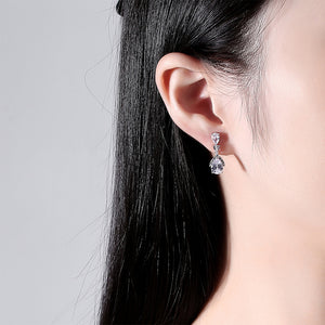 Fashion Elegant Geometric Water Drop Tassel Earrings with Cubic Zirconia