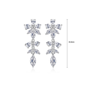 Fashion Simple Geometric Floral Tassel Earrings with Cubic Zirconia