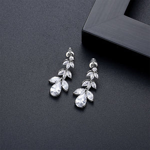 Fashion Simple Geometric Water Drop Tassel Earrings with Cubic Zirconia