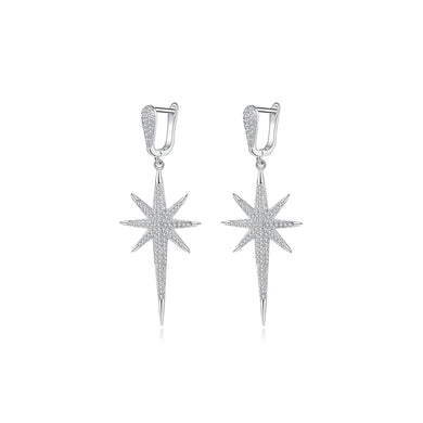 Fashion Bright Star Long Earrings with Cubic Zirconia