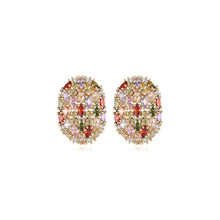 Load image into Gallery viewer, Fashion Brilliant Plated Gold Geometric Oval Cubic Zirconia Stud Earrings