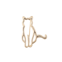 Load image into Gallery viewer, Simple and Cute Plated Gold Hollow Cat Brooch