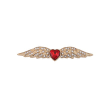 Load image into Gallery viewer, Fashion Simple Plated Gold Heart Angel Wings Brooch with Cubic Zirconia