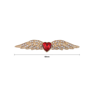 Fashion Simple Plated Gold Heart Angel Wings Brooch with Cubic Zirconia