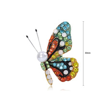 Load image into Gallery viewer, Fashion Brilliant Plated Gold Butterfly Brooch with Multicolored Cubic Zirconia