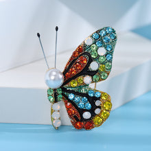 Load image into Gallery viewer, Fashion Brilliant Plated Gold Butterfly Brooch with Multicolored Cubic Zirconia