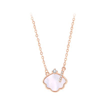 Load image into Gallery viewer, 925 Sterling Silver Plated Rose Gold Fashion Simple Shell Mother-of-Pearl Pendant with Cubic Zirconia and Necklace