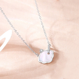 925 Sterling Silver Fashion Simple Shell Mother-of-Pearl Pendant with Cubic Zirconia and Necklace