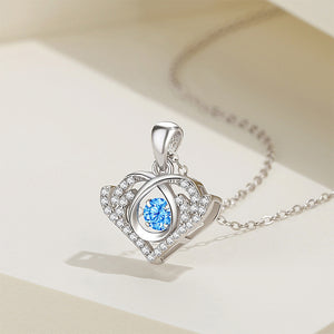 925 Sterling Silver Fashion Romantic Heart Pendant with Cubic Zirconia and Necklace