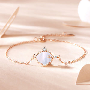 925 Sterling Silver Plated Rose Gold Fashion Simple Shell Mother-of-Pearl Bracelet with Cubic Zirconia
