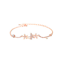 Load image into Gallery viewer, 925 Sterling Silver Plated Rose Gold Fashion Simple Flower Butterfly Bracelet with Cubic Zirconia