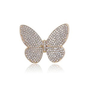 Fashion Brilliant Plated Gold Butterfly Brooch with Cubic Zirconia