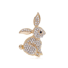 Load image into Gallery viewer, Brilliant Lovely Plated Gold Rabbit Brooch with Cubic Zirconia