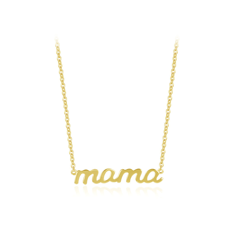 925 Sterling Silver Plated Gold Fashion Simple Alphabet Mama Pendant with Necklace