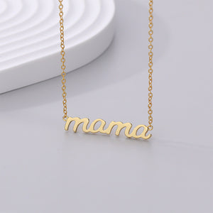 925 Sterling Silver Plated Gold Fashion Simple Alphabet Mama Pendant with Necklace
