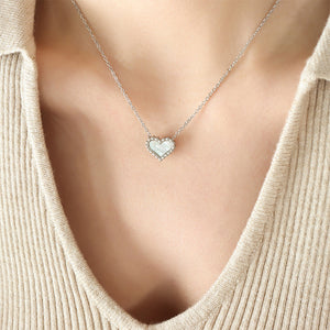 Fashion Simple 316L Stainless Steel Heart Shape Shell Pendant with Necklace