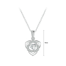 Load image into Gallery viewer, 925 Sterling Silver Fashion Romantic Hollow Rose Pendant with Cubic Zirconia and Necklace