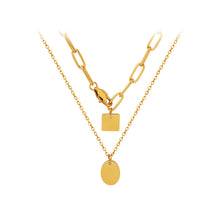 Load image into Gallery viewer, Fashion Simple Plated Gold 316L Stainless Steel Oval Square Double Layer Pendant with Necklace