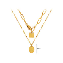 Load image into Gallery viewer, Fashion Simple Plated Gold 316L Stainless Steel Oval Square Double Layer Pendant with Necklace