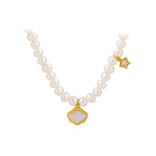 Load image into Gallery viewer, Fashion Temperament Plated Gold 316L Stainless Steel Shell Pendant with Imitation Pearl Beaded Necklace