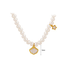 Load image into Gallery viewer, Fashion Temperament Plated Gold 316L Stainless Steel Shell Pendant with Imitation Pearl Beaded Necklace