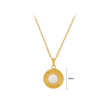 Load image into Gallery viewer, Simple Temperament Plated Gold 316L Stainless Steel English Alphabet Shell Geometric Round Pendant with Necklace