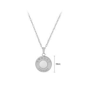 Simple Temperament 316L Stainless Steel English Alphabet Shell Geometric Round Pendant with Necklace