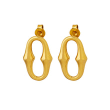 Load image into Gallery viewer, Simple and Personalized Plated Gold 316L Stainless Steel Hollow Oval Horseshoe Shape Geometric Stud Earrings