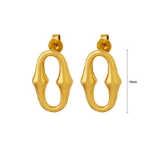Load image into Gallery viewer, Simple and Personalized Plated Gold 316L Stainless Steel Hollow Oval Horseshoe Shape Geometric Stud Earrings
