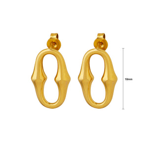 Simple and Personalized Plated Gold 316L Stainless Steel Hollow Oval Horseshoe Shape Geometric Stud Earrings