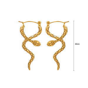 Fashion Personality Plated Gold 316L Stainless Steel Snake Earrings