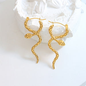 Fashion Personality Plated Gold 316L Stainless Steel Snake Earrings