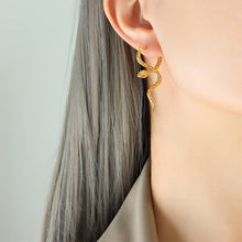 Load image into Gallery viewer, Fashion Personality Plated Gold 316L Stainless Steel Snake Earrings