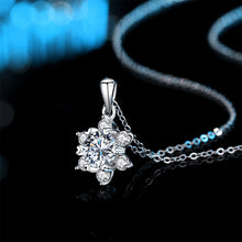 Load image into Gallery viewer, 925 Sterling Silver Fashion Brilliant Snowflake Pendant with Cubic Zirconia and Necklace
