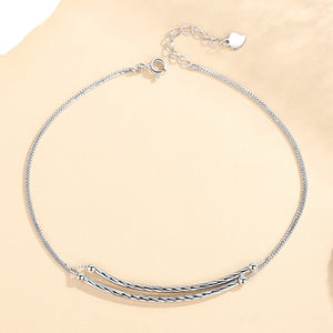 925 Sterling Silver Simple Fashion Double Curved Geometric Anklet