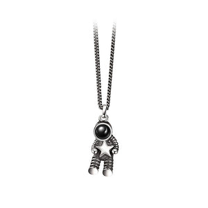 925 Sterling Silver Fashion Personality Reaching Star Astronaut Couple Pendant with Necklace For Men