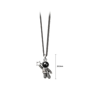 925 Sterling Silver Fashion Personality Reaching Star Astronaut Couple Pendant with Necklace For Women