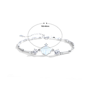 925 Sterling Silver Fashion Simple Shell Mother Of Pearl Bamboo Bracelet with Cubic Zirconia