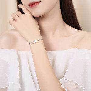 925 Sterling Silver Fashion Simple Shell Mother Of Pearl Bamboo Bracelet with Cubic Zirconia